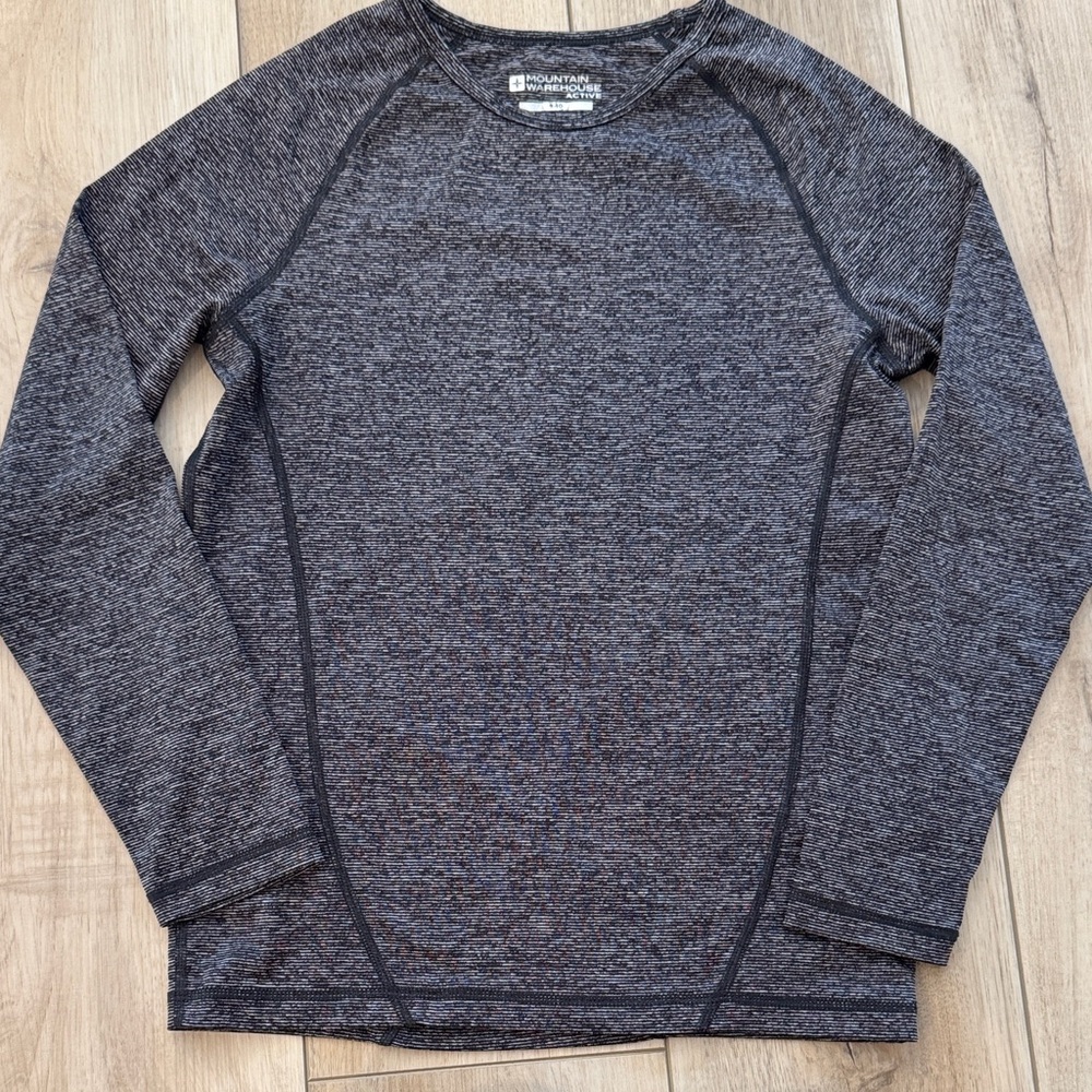 Mountain Warehouse Active Performance Shirt Boy 9-10 Long Sleeve Black Grey